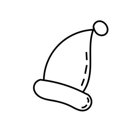 Hand drawn doodle santa hat Christmas element. Childish cute vector illustration isolated on white background.のイラスト素材