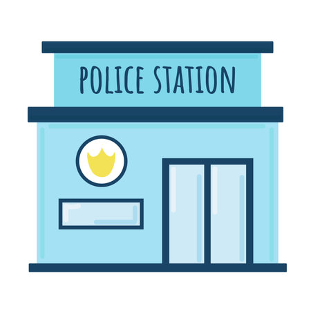 Police station in flat style. Vector illustration isolated on white background.のイラスト素材