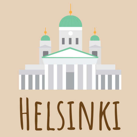 Flat style symbol of Helsinki, Finland - Cathedral. Landmark icon for travellers. Vector illustrationのイラスト素材