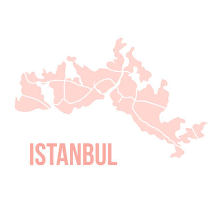 Istanbul Constantinopol map silhouette administrative division, vector map isolated on white background. boundary map with streets. High detailed illustrationのイラスト素材