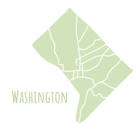 Washington map silhouette administrative division, vector map isolated on white background. boundary map with streets. High detailed illustration.のイラスト素材