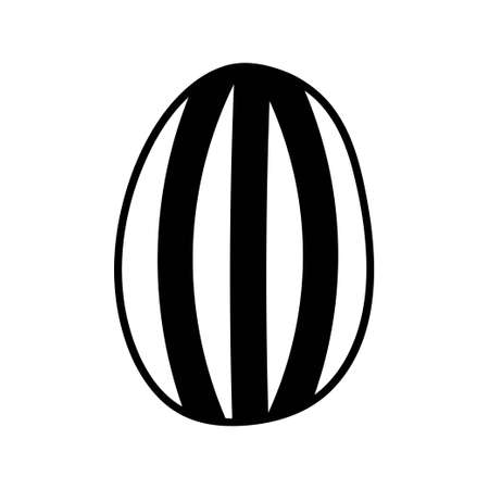One easter egg with black thick lines ornament on white background. Simple Spring holiday symbolsのイラスト素材