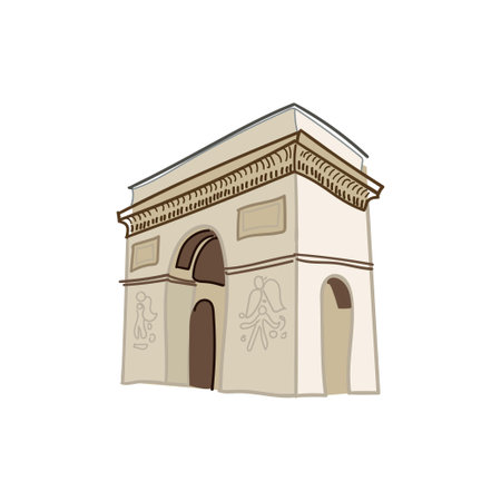 Hand drawn vector famous french landmark. Arch of Triumph Isolated on white background.のイラスト素材