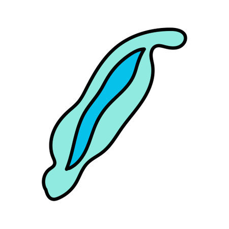 Hand drawn doodle lagoon or blue lake with dark deep area. Vector illustration isolated on white backgroundのイラスト素材