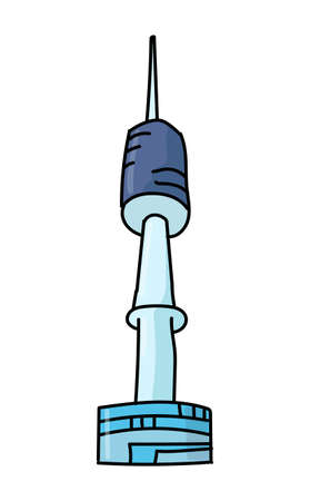 Communication and observation tower in South Korea. wave tower, providing TV and radio broadcastingのイラスト素材