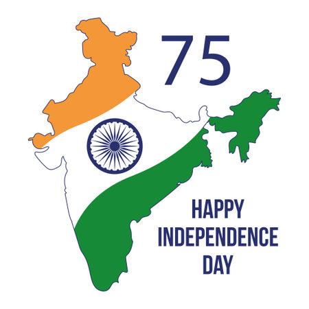 Celebrating 75 years of freedom of India, Happy Independence Day on 15th of august, 2022のイラスト素材