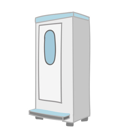 Grey Portable restroom with white door on a white background.のイラスト素材