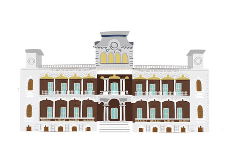 Hawaii City Building. Honolulu architecture. hand drawn icon of famous place.のイラスト素材