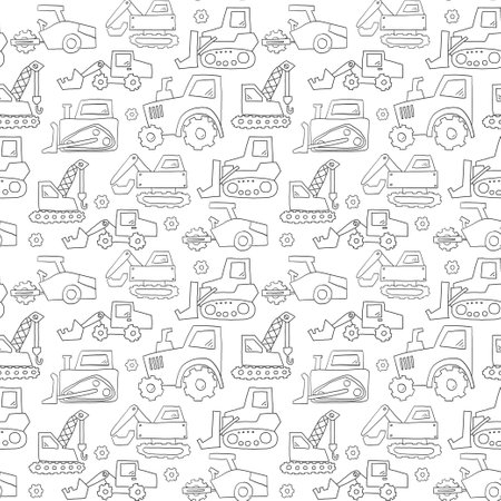 Childish pattern with cute trucks and transport. baby shower greeting card.のイラスト素材