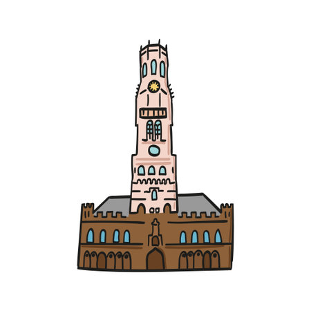 Colored linear Vector icon of tourist european landmark and travel destinationのイラスト素材