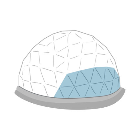 geodesic dome made of glass. Touristic hand drawn colored icon for glamping vacation.のイラスト素材