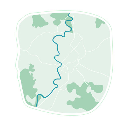 Ð¡ity map Rome, flat colored urban road plan with green areasのイラスト素材