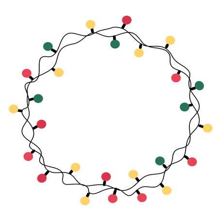 Decorative oval colorful light bulb garland, Christmas decoration, vector illustrationのイラスト素材