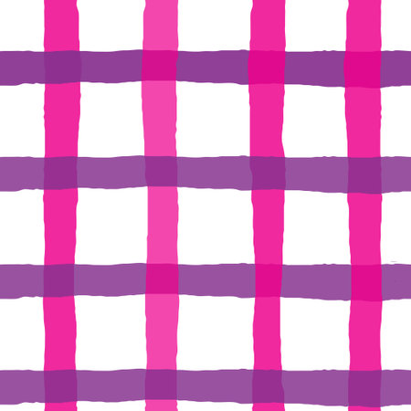 Colroful Hand-Drawn Cottagecore Plaid. Bright simple Vector Seamless Pattern. Artistic Cottagecore Checksのイラスト素材