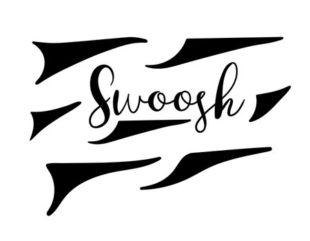 Calligraphic underline swoosh tail set, doodle marker strockes. Black retro calligraphy strokes or ornament. Vector illustration.のイラスト素材
