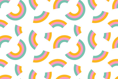 Creative cute squiggle print with colored abstract squiggles. Seamless pattern with doodles. design with basic shapes. Simple bright childish color scribble wallpaper print. Simple party confetti textureのイラスト素材