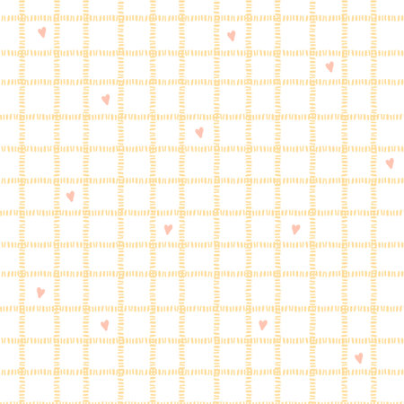 Cute pastel tablecloth gingham Vector Pattern. Hand drawn doodle checker background. Cottagecore...