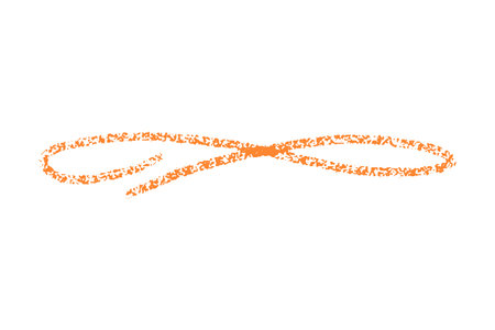 crayon emphasis underline. Hand drawn orange charcoal curly lines, squiggles and shapes for diagrams. Doodle simple sketch icon. Vector illustration isolated on white.のイラスト素材