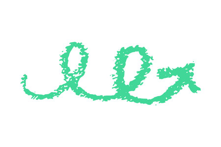 crayon emphasis arrow. Hand drawn green charcoal symbols for hand drawn diagrams. Doodle simple underline icon. Vector illustration isolated on whiteのイラスト素材