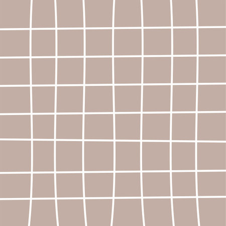 Doodle Gingham Check Plaid Vector Pattern. Vertical and horizontal hand drawn crossing brown, white stripes. Chequered freehand geometrical background. Cottagecore Homestead Farmhouse Printのイラスト素材