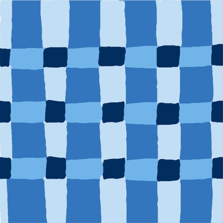 Doodle Gingham Check Plaid Vector Pattern. Vertical and horizontal hand drawn crossing colored stripes. Chequered geometrical background. Cottagecore Homestead Farmhouse Printのイラスト素材