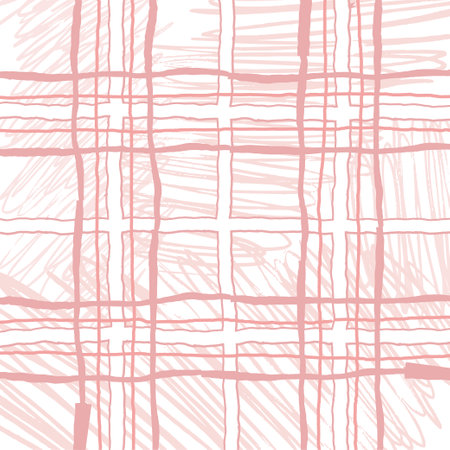 Doodle cute Check Plaid Vector Pattern. Vertical and horizontal textured hand drawn crossing pastel stripes. Chequered freehand geometrical background. Cottagecore Homestead Farmhouse Printのイラスト素材