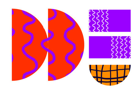 Brutalist posters set with abstract geometric shapes and naive grids. Brutal contemporary figure...