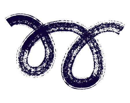 paint brush stroke. Hand drawn grunge squiggle element. black, white icon in flat style of curved and wavy lines. Chaotic ink brush scribble for decor.のイラスト素材