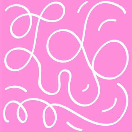 colorful squiggle line doodle pink, white pattern. Creative minimalist style print background for kids. trendy design with basic uneven lines shapes. Scribble party confetti texture, childish twiddle shape backdrop.のイラスト素材