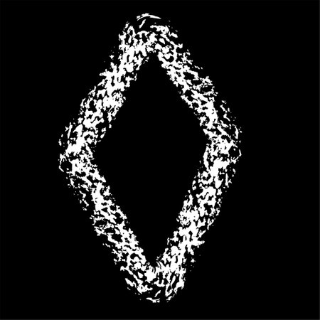 Brush drawn thick doodle rhombus. white grunge banner for your design. Abstract painted background template. ink crayon splatter and artistic design elements. Dirty chalk textureのイラスト素材