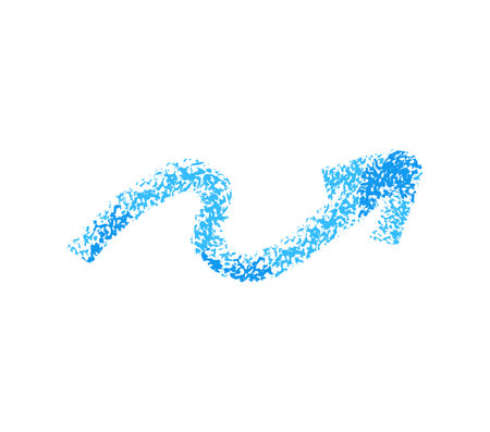 Hand drawn doodle chalk crayon brush math school sign for diagrams. blue crosses, check marks, circles, arrows in colored grunge style. Freehand simple wax iconのイラスト素材