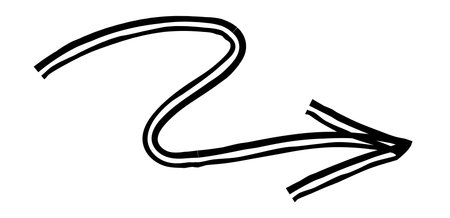 Hand drawn simple arrow drawn with wax crayon, chalk or charcoal. Uneven dry texture for underlining...