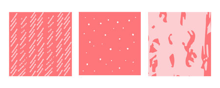 Simple Geometric Hand Drawn Irregular Patterns. Dark navy Doodle Checkered simple drawing with textures. Square Poster set.のイラスト素材