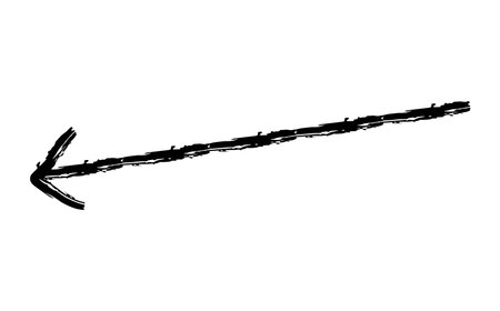 Hand drawn crayon chalk charcoal line arrow. textured arrow isolated on white. squiggle and scribble...