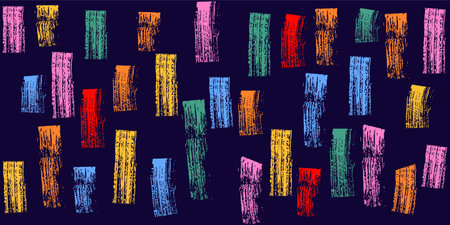 Set of Brush drawn thick doodle lines. Colored grunge banner for your design. Abstract chalk painted...