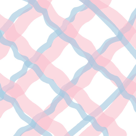 Vector hand drawn cute checkered pattern. pastel cottagecore Doodle Plaid geometrical simple texture. Crossing lines. Abstract cute delicate patternのイラスト素材