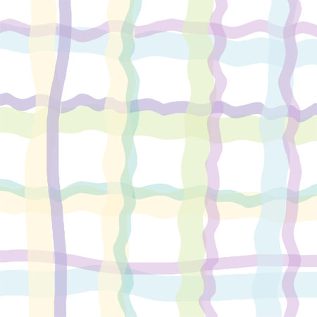 Vector hand drawn cute checkered pattern. pastel cottagecore Doodle Plaid geometrical simple texture. Crossing lines. Abstract cute delicate patternのイラスト素材