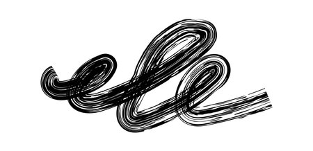 Dry brush mark, pencil squiggle and scribble. Hand drawn vector crayon various line, spiral and doodle. Black rough highlighter, chalk stroke, pencil divider. Curly line. Scratchy strokes with rough edges.のイラスト素材