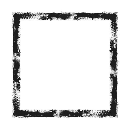 Hand drawn Grunge square rectangle frames. Ink empty black box. Rectangle border drawn by dry brush. Textured Rubber square stamp imprint. Dirt distress border isolated on background.のイラスト素材