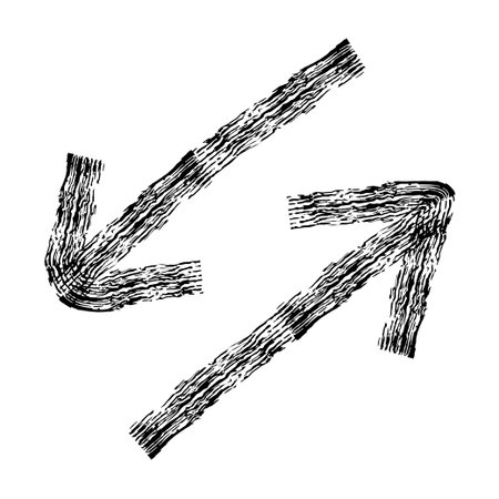 Hand drawn crayon chalk charcoal line arrow. curvy and wavy arrow isolated on white background....