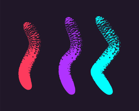 Brush strokes with a dry, textured finish. Irregular, hand-drawn lines, rounded edges, and streaky paint effects. Loose, playful forms with visible brush textures, evoking an organic, artistic feel.のイラスト素材