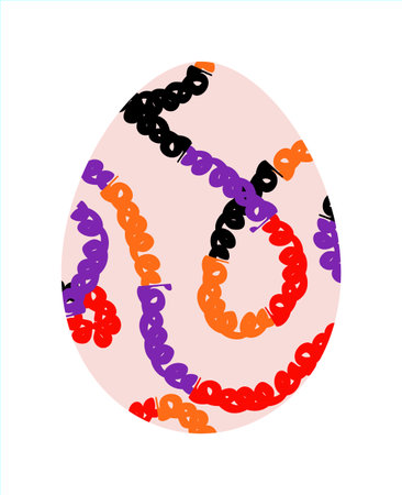 Easter egg, Easter day festival icon, ostern egg illustration with decoration pattern squiggle trxtured brush symbols collection, vector illustrationのイラスト素材