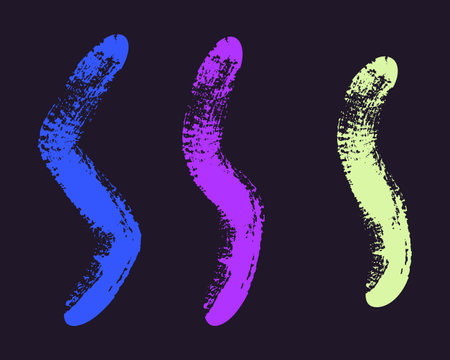 Brush strokes with a dry, textured finish. Irregular, hand-drawn lines, rounded edges, and streaky paint effects. Loose, playful forms with visible brush textures, evoking an organic, artistic feel.のイラスト素材