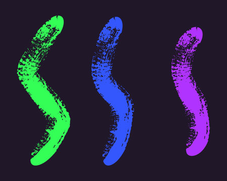 Brush strokes with a dry, textured finish. Irregular, hand-drawn lines, rounded edges, and streaky paint effects. Loose, playful forms with visible brush textures, evoking an organic, artistic feel.のイラスト素材