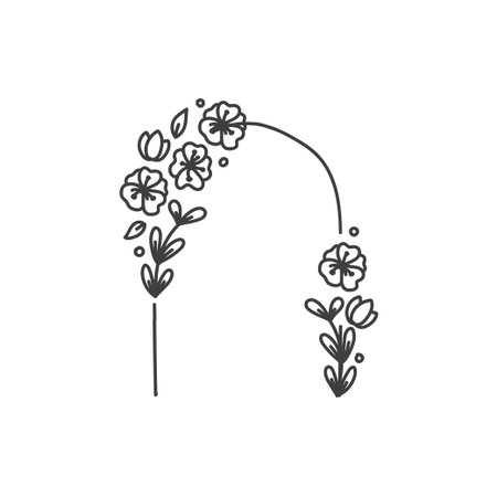 Hand-drawn linear wedding icon in minimalist style, perfect for rustic and elegant event designs. Ideal for planners,のイラスト素材
