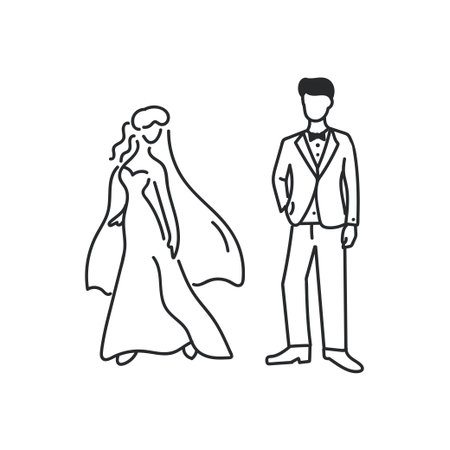 Hand-drawn linear icon in minimalist style, perfect for rustic and elegant event designs.のイラスト素材