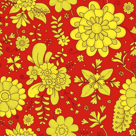 Floral background. Botanical print. Flower pattern. Vector seamless background.のイラスト素材