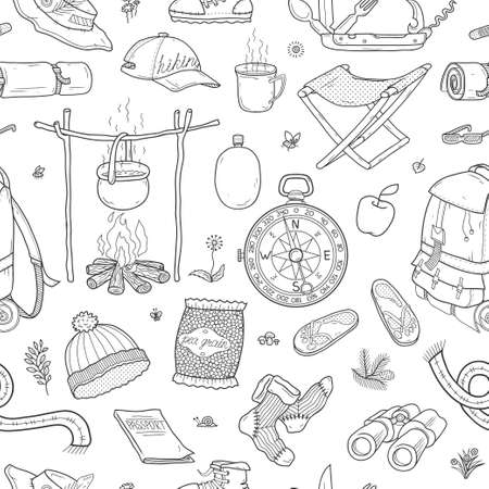 Set of travel and camping iconsのイラスト素材