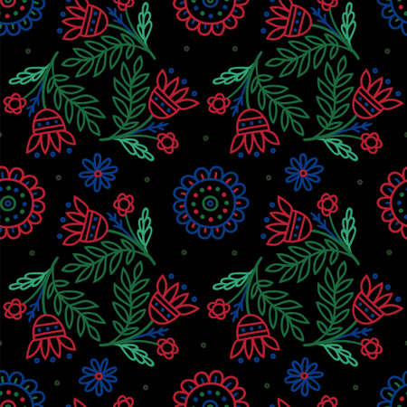 Tribal print. Ethnic background. Floral pattern.のイラスト素材