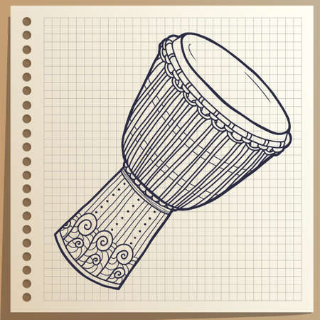 Musical instrument. African drum. Percussion.のイラスト素材